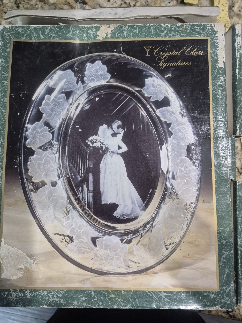 Source Unknown Clear Glass Picture Frame with Etched Floral Border